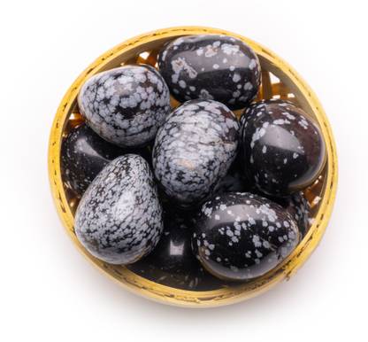 Plus Value snowflake-obsidian-tumbled-basket Regular Asymmetrical Crystal, Quartz Pebbles