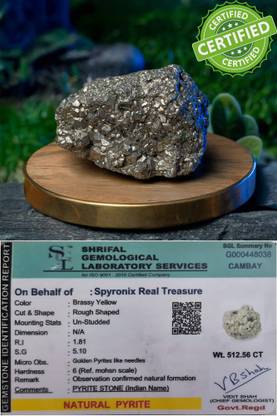 Spyronix real treasure Natural Pyrite Cluster / Tumble / Rough Stone for Vastu Correction 80-100 Gm Regular Asymmetrical Crystal Stone