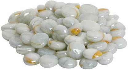 Bhaktinayak Glossy Finish Shiny Glass Pebbles For Aquarium (White, 5 Kg)_P41 Polished Round, Oval Fire Glass Pebbles