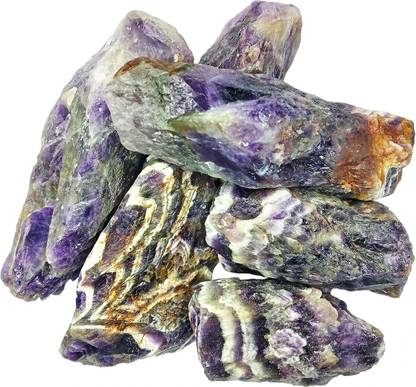 Shubhanjali Natural Chevron Amethyst Crystals Raw Rough Stones for Reiki Stones Healing Regular Asymmetrical Crystal Stone