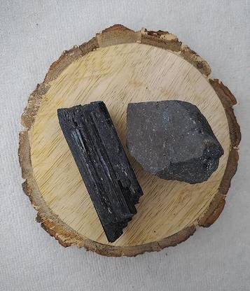 Divinity Crystals Black Tourmaline and Hematite AAA Grade Raw Natural Crystal Combo Regular Round Crystal Stone