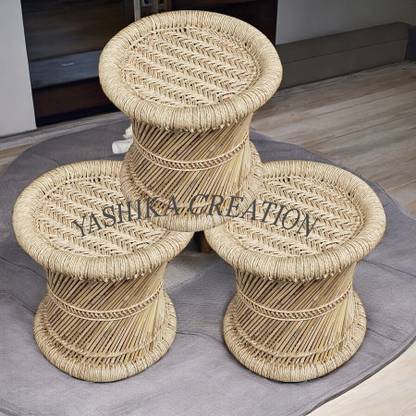 YASHIKA CREATION handmade Bamboo Stool Mudda/modha/muddi /set of 3 Outdoor & Cafeteria Stool