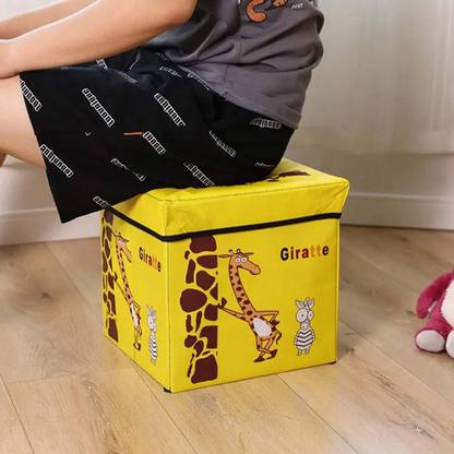 DeoDap Living Room Cube Shape Sitting Stool with Storage Box Living & Bedroom Stool