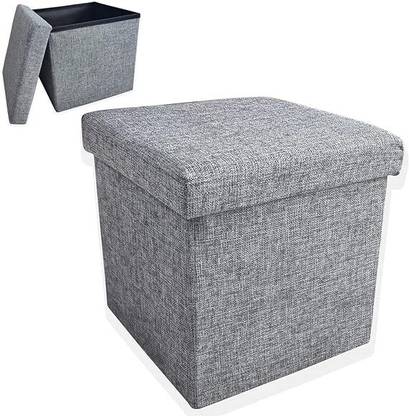 CLVMART Cube Shape Sitting Stool with Storage Box Living Foldable Storage Stool Stool