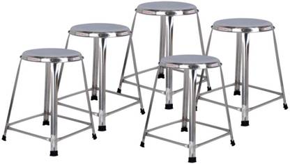 Lifetimestool Stainless Steel Stools Set of 5 Pcs Height 18 inch Standard (1.5 Foot) Outdoor & Cafeteria Stool