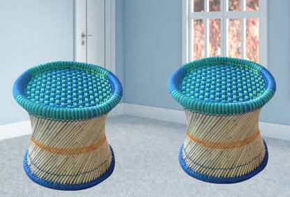 Bhavishya Bamboo Mudda Stool, Chair For Living Room Round Shape Wooden Stool For Garden Outdoor & Cafeteria Stool