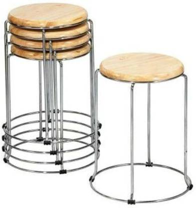 Shine fur Solid Wooden Bar Stool Kitchen Stool Multipurpose Stool for Home (Pack of 2) Solid Wood Bar Stool