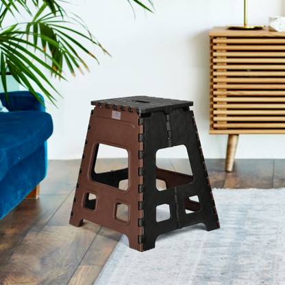 Heart Home Collapsible Stool Outdoor-Fishing-Gardening-Travel|Large|Brown & Black Living & Bedroom Stool