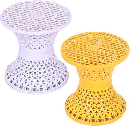 KUBER INDUSTRIES Plastic Mesh Damroo Seating Stool|Both Sided Stool for Guestroom|Pack of2|Multi Stool