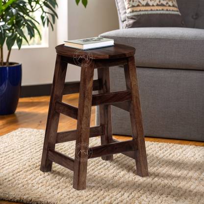 NSH Single Seater Stool with Footrest (Solid Sheesham Wood Living & Bedroom Stool