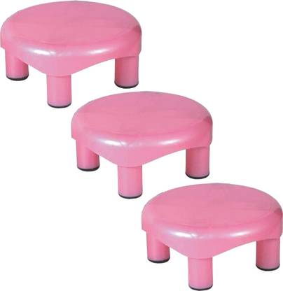 KUBER INDUSTRIES Plastic Stool for Bathroom|Anti-Slip with Strong Bearing|Pack of 3| Pink Bathroom Stool