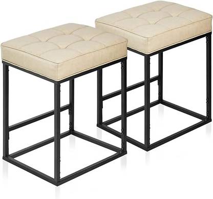 Indian Decor 41300 Faux Leather Bar Stools, Backless 24'' Counter Height Bar Stools Stool
