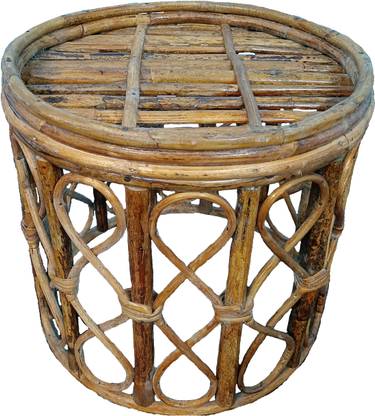 ART N CRAFTS EXPORTS Handcrafted Eco-freindly Cane and Bamboo Patio Stool Without Cushion Ottoman Outdoor & Cafeteria Stool