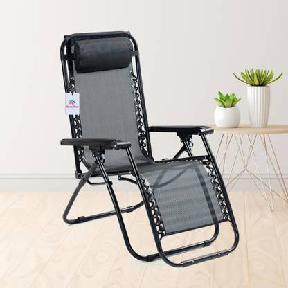Heart Home Folding Chair for Home with Headrest Chair for Long Sitting | Black Stool Stool
