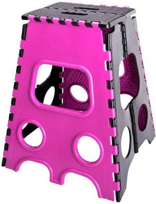 Whizzo 20 Inches Super Strong Folding Step Stool for Adults and Kids, Kitchen Stepping Stools, Garden Step Stool Kitchen Stool (Pink & Black) Living & Bedroom Stool