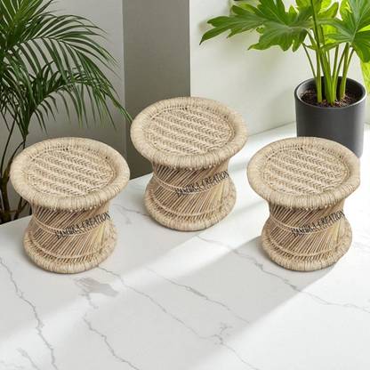YASHIKA CREATION handmade Bamboo Stool Mudda/modha/muddi /set of 3 Outdoor & Cafeteria Stool