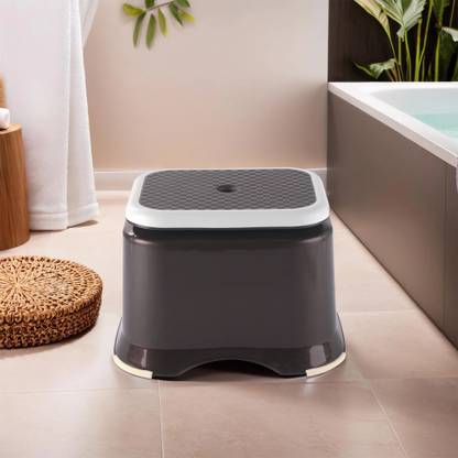 KUBER INDUSTRIES Ultra 10 Multiuses Durable Plastic Bathroom/Step/Sitting Stool, Patla (Brown) Stool