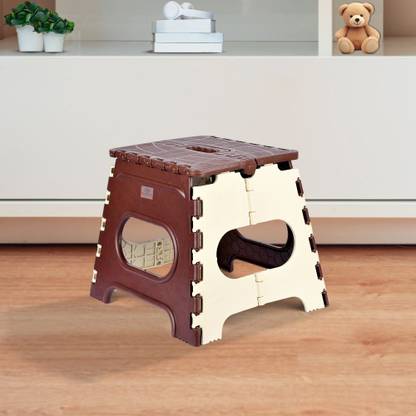 Heart Home Collapsible Stool Outdoor-Fishing-Gardening-Travel|Small|Cream & Brown Living & Bedroom Stool