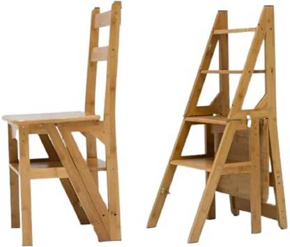 Mahoksha Teak Wooden 4 Step Stool Dual Purpose Stepladders for Library and Home Stool