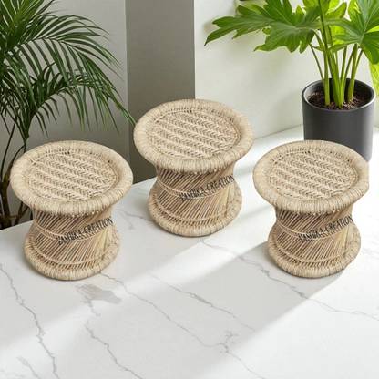 YASHIKA CREATION handmade Bamboo Stool Mudda/modha/muddi /set of 3 Outdoor & Cafeteria Stool