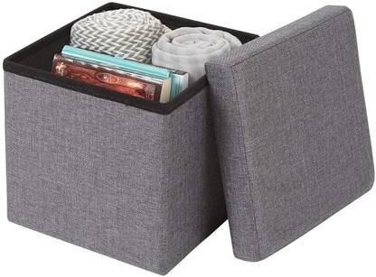 KIZJORYA Collapsible Folding Storage Ottoman Cube Fabric Foot Rest Stool Toys Storage Box Stool