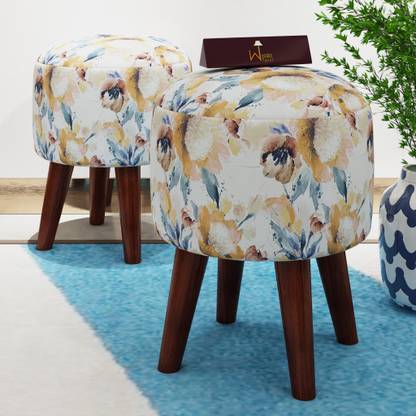 WoodenTwist Ottoman Stool For Living Room Set of 2 Stool