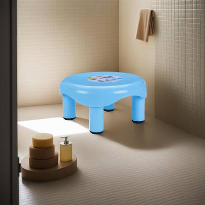 RATAN Round Small Size 101 Blue Stool for Bathroom Sitting Bathroom Stool