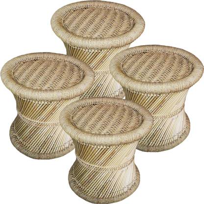 Bhavishya Bamboo Mudda Stool, Chair For Living Room Round Shape Wooden Stool For Garden Outdoor & Cafeteria Stool