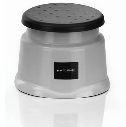 ACTIONWARE ACTIONWARE Fenix Roman Plastic Round Stool, Small, Dark Black and Light Grey Bathroom Stool