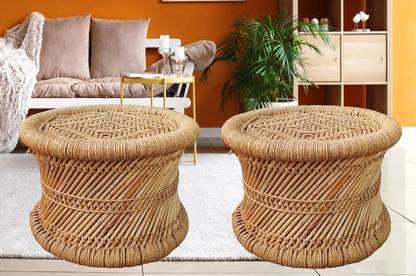 Bhavishya Bamboo Mudda Stool, Chair For Living Room Round Shape Wooden Stool For Garden Outdoor & Cafeteria Stool