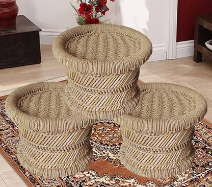 RCLV Handmade Bamboo mudda/Muddi/stool for balcony/garden Outdoor & Cafeteria Stool