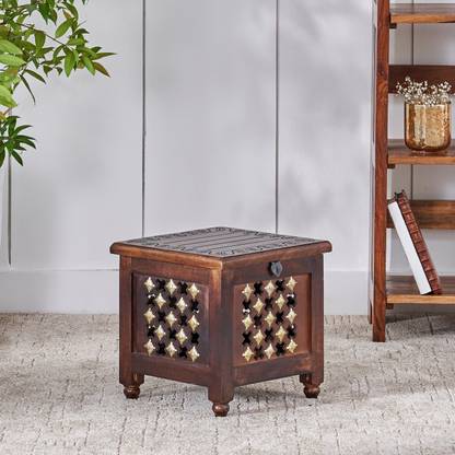 Decorhand Solid Wood Hand Carved Side Table/ End Table Solid Wood Side Table