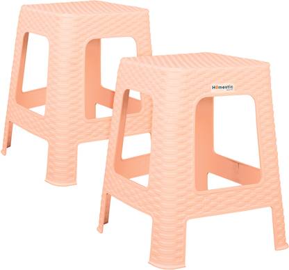HOMESTIC Plastic Sitting Stool for Indoor Or Outdoor|Home & Garden|Pack of 2|Cream Stool