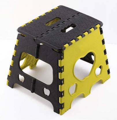 Whizzo 12 Inches Super Strong Folding Step Stool for Adults and Kids, Kitchen Stepping Stools, Garden Step Stool Kitchen Stool (Yellow & Black) Living & Bedroom Stool Living & Bedroom Stool