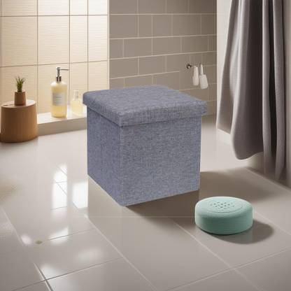 FRDE Foldable Storage Ottoman Footrest Toy Box Coffee Table Stool Cum Sitting Stool Basket Cubes Organizer Containers with Lid Living & Bedroom Stool Stool
