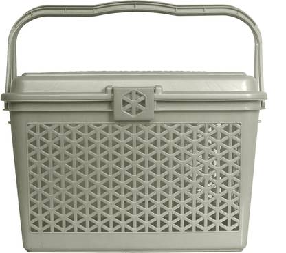 KUBER INDUSTRIES Plastic Plastic Trendy Shopping Storage Basket with Handles - Small Bin for Shower, Closet, Kitchen, Garden, Bathroom, Toys (Grey)-HS_38_KUBMART21156 Storage Basket