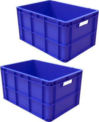 Singhal Plastic Multipurpose Rectangular Storage Box Crates Set of 2 Storage Basket 50x32.5x25CM Storage Basket