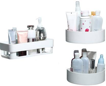 HXOSET Plastic Pack of 3 Rectangle Shape Plastic Storage Basket Storage Basket