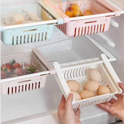 Gabbar Plastic ™Adjustable Retractable plastic drawer fridge storage organizer refrigerator Storage Basket