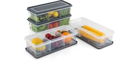 JAY RAMDEV SELLER Plastic 3 Partition Storage container, Vegetable Refrigerator Storage Box For Kitchen Storage Basket