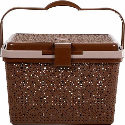 NAYASA Plastic Flower Picnic Basket Storage Basket