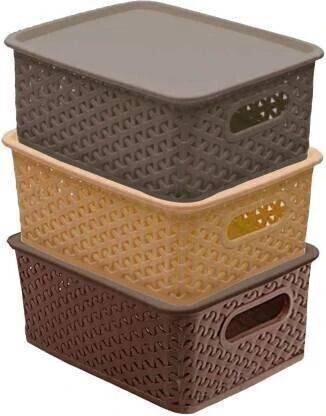HANGERILLA Plastic Extra Small Size Multipurpose Solitaire with Lid Storage Basket