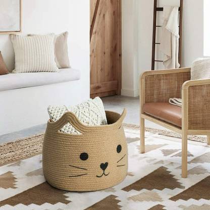 JMK TEXTILE Cotton boho big Rope Ideal Solution for Organized living room bedroom Storage Basket