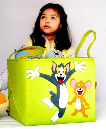CELASTRINA Polyester Kids Cute Tom Jerry Felt box | Large Organizer for Toys, Clothes & Books Storage Basket