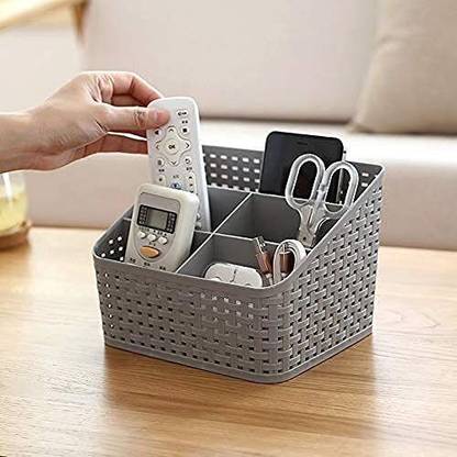PAVITYAKSH Plastic Plastic 5 Compartments Rectangular Makeup Basket Organizer for Home, Bathroom Storage Basket