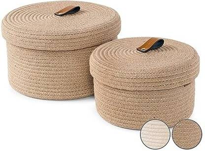 AgrohA Cotton Rope With Lid Storage Basket