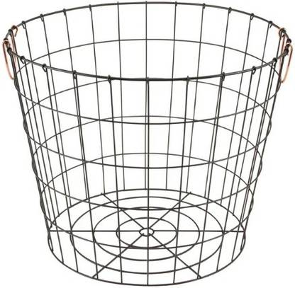 shiok decor Copper Round Metal Wire Basket With Handles, Large Size Storage Basket
