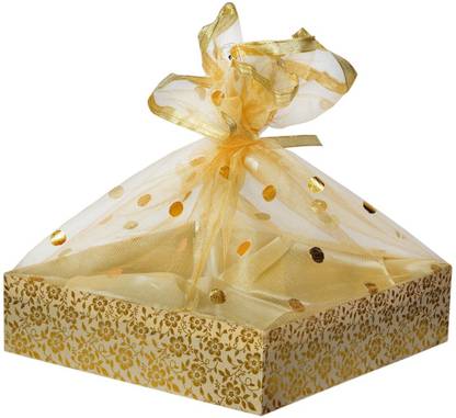 LINE 'N' CURVES Pack Of 2 Square Fancy Gift Basket, Wedding Engagement Gift Packaging Wooden Fruit & Vegetable Basket