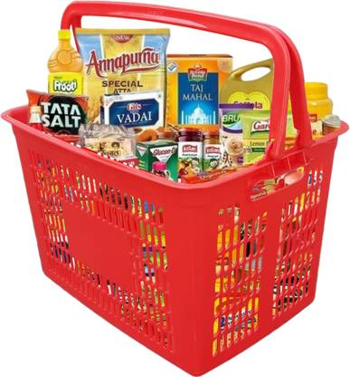 Singhal Plastic Super Market Grocery Vegetable Portable Plastic Shopping Basket With Handle Storage Basket