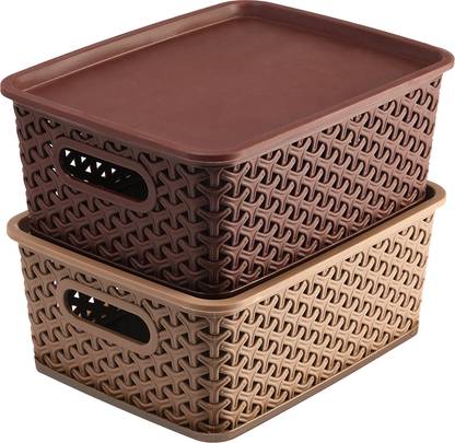 KUBER INDUSTRIES Plastic 2 Pieces Extra Small Size Multipurpose Solitaire with Lid (Multi) - CTKTC23260 Storage Basket